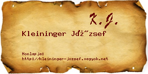 Kleininger József névjegykártya